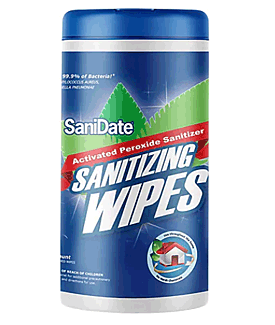 SaniDate Activated Peroxide Sanitizing Wipe, 125 Count Canister
