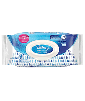Kleenex Wet Wipes Gentle Clean for Hands and Face, Flip-top Pack, 56 Wipes/Pack