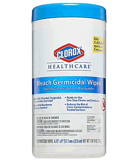 Clorox Healthcare Bleach Germicidal Wipes, 70 Count Canister