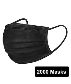 Disposable Earloop Face Mask, Black, 2000/Carton