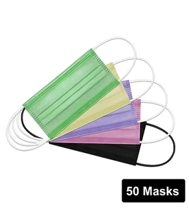Disposable Earloop Face Mask, Multicolor, 50/Box