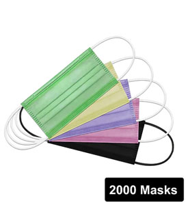 Disposable Earloop Face Mask, Multicolor, 2000/Carton