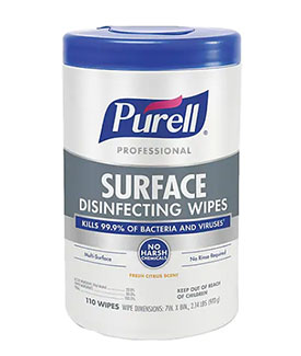 Purell Professional Disinfecting Wipes, Fresh Citrus, 110 Wipes