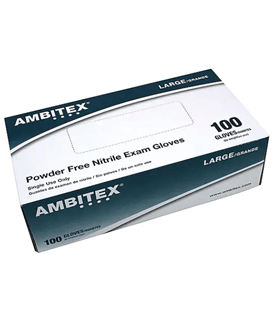 Ambitex N200 Series Powder Free Blue Nitrile Exam Gloves, Large, 100/Box