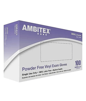 Ambitex V200 Series Latex Free Clear Vinyl Gloves, Small