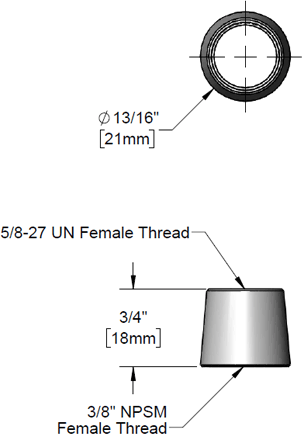 T&S Brass (000557-25) Adapter, 5/8-27UN Female x 3/8in NPSM Female (Chrome-Plated Brass) additional product graphic