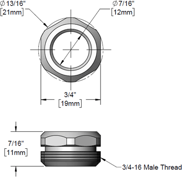 T&S Brass (000718-25) Packing Nut 3/4-16 Male Thread additional product graphic
