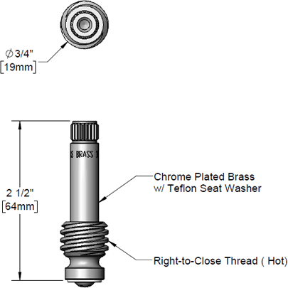 T&S Brass (000811-25CWS) CWS RH (Hot) Spindle & Teflon Seat Washer additional product graphic