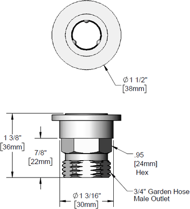 T&S Brass (001371-45) Socket, Quick-Connect, Garden Hose Male (B-1006) additional product graphic