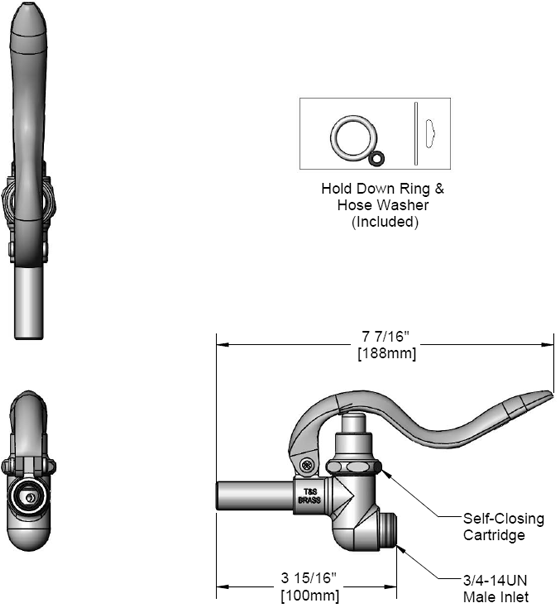 T&S Brass (002864-40) Squeeze Valve Assembly with Straight Nozzle (B-0102-B) additional product graphic