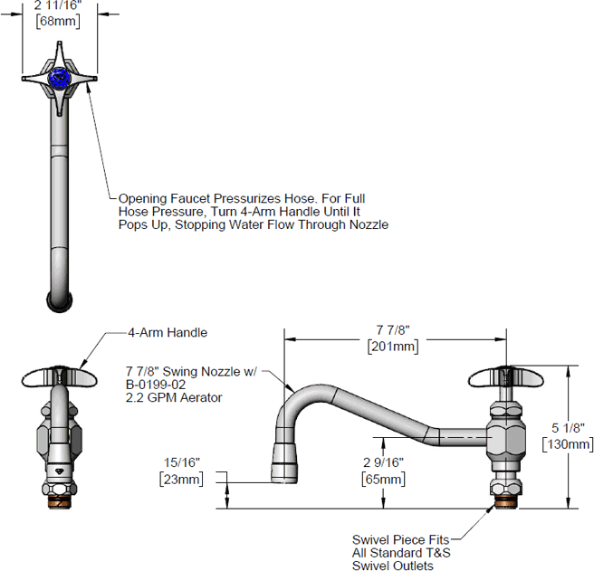 T&S Brass (002878-40) B-1150 Diverter Valve & Nozzle Assembly additional product graphic
