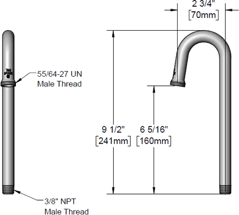 T&S Brass (005028-40) Rigid Gooseneck, B-0892 Replacement Part additional product graphic