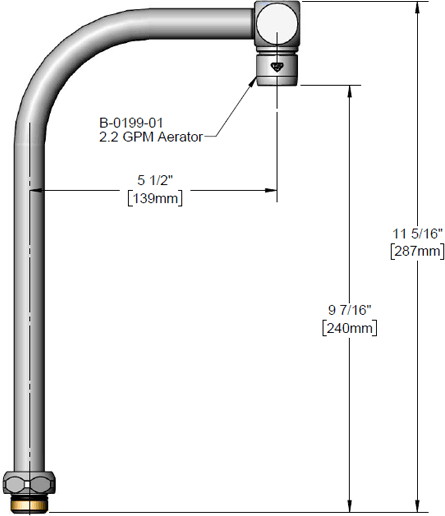 T&S Brass (010094-40) B-2386 Gooseneck Assembly w/ 2.2 GPM Aerator additional product graphic