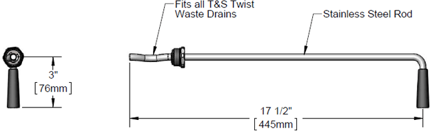 T&S Brass (010393-45XL) Long Twist Waste Valve Handle Assembly additional product graphic
