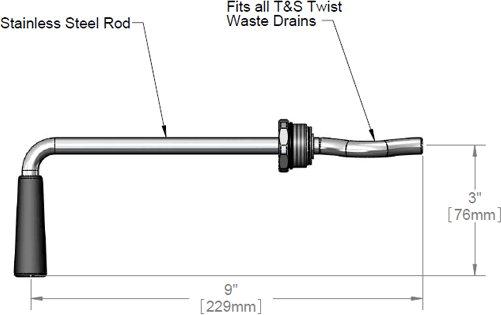T&S Brass (010393-45XS) Short Twist Waste Valve Handle Assembly additional product graphic