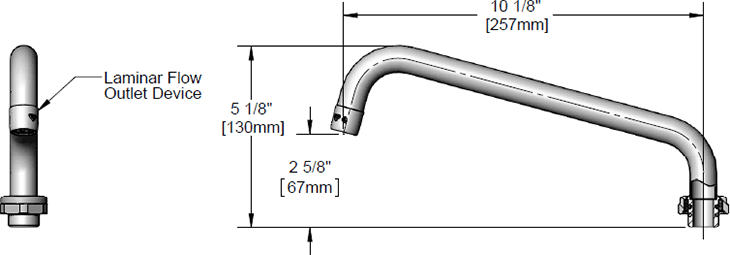 T&S Brass (5SP-10) Nozzle, Swing, 10in Length, 3/4-27UN Laminar Outlet Device additional product graphic