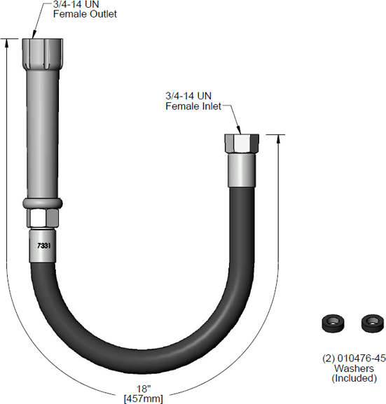 T&S Brass (B-0018-R) Hose, 18in Reinforced PVC additional product graphic