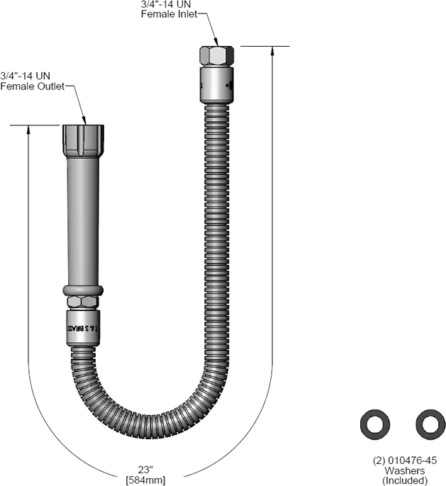 T&S Brass (B-0023-H) 23in Flexible Stainless Steel Hose Assembly additional product graphic