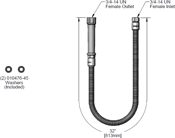 T&S Brass (B-0032-H) Hose, 32in Flexible Stainless Steel additional product graphic