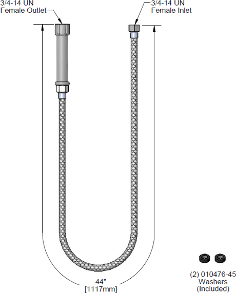 T&S Brass (B-0044-V) Hose, 44in Vinyl Hose Assembly W/ Handle additional product graphic