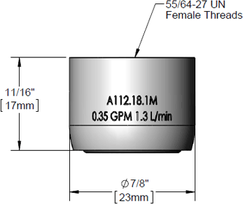 T&S Brass (B-0199-01-N035) 0.35 GPM Non-Aerated Spray Device, 55/64-27 UN Female additional product graphic