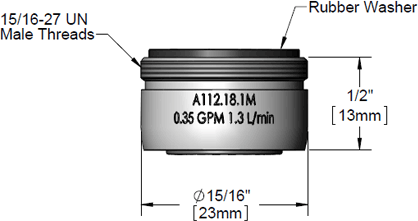 T&S Brass (B-0199-04-N035) 0.35 GPM Non-Aerated Spray Device Asm., 15/16-27 UN Male additional product graphic