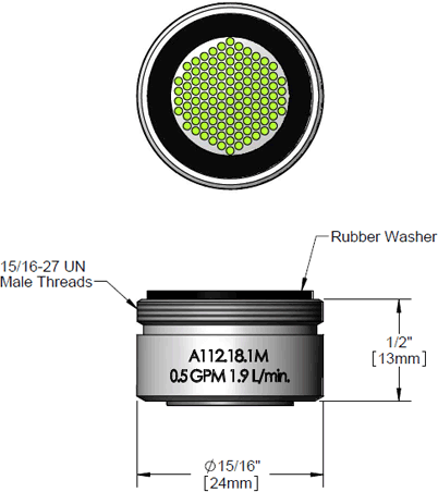T&S Brass (B-0199-04-N05) 0.5 GPM Spray Device, 15/16-27UN Male Threads, Non-Aerated Outlet additional product graphic
