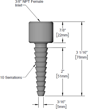T&S Brass (BL-9540-10) Serrated Tip, Gray PVC, 3/8in NPT Female Inlet additional product graphic