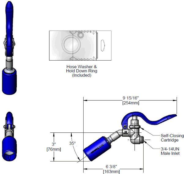 T&S Brass (EB-0107-C35) Blue Spray Valve with Angled Spray Tip (0.65 GPM / 4.6 Oz-f @ 60 PSI) additional product graphic