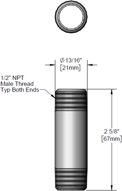 T&S Brass (001510-40) 1/2in NPT Nipple x 2-5/8in Long, Chrome Plated additional product graphic