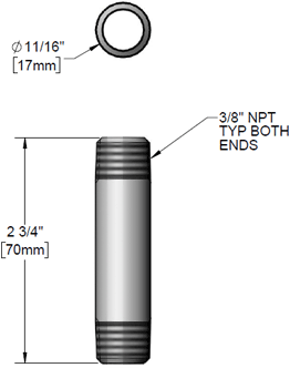 T&S Brass (001796-40) 3/8in Nipple w/ NPT Connections, Chrome Plated additional product graphic
