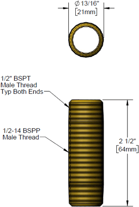 T&S Brass (002814-45) Inlet Shank for B-0578 Far-East Wok Wand, 1/2in BSPT Male Threads additional product graphic