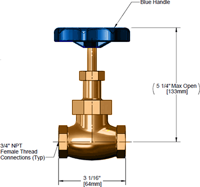 T&S Brass (006648-20B) 3/4in Globe Valve w/ Blue Handle additional product graphic
