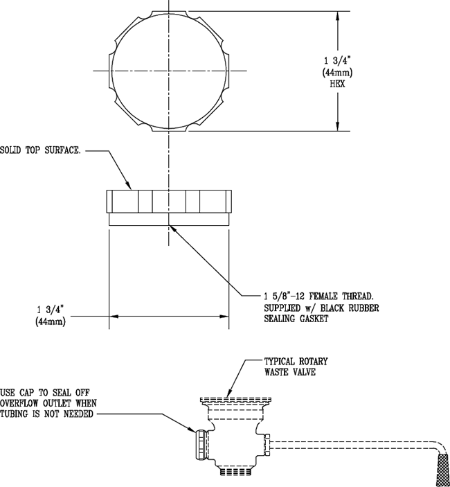 T&S Brass (012640-45) Overflow Cap w/ Sealing Washer (Waste Drains) additional product graphic