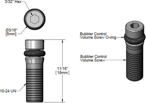 T&S Brass (012697-45) Bubbler Volume Control Screw & O-Ring additional product graphic
