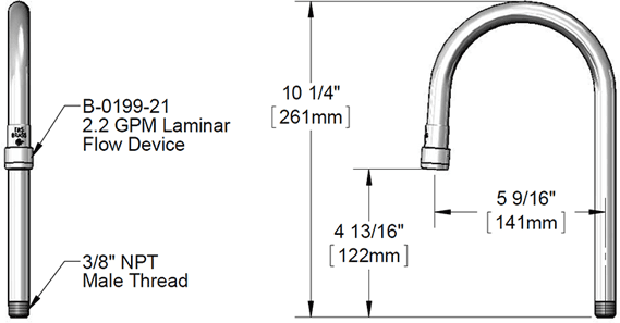 T&S Brass (120X-LAM) 120X Gooseneck w/ B-0199-21 Laminar Flow Device additional product graphic