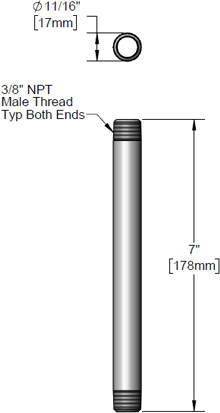 T&S Brass (000363-40) Riser, 3/8in NPT x 7in Long (Chrome-Plated)  additional product graphic