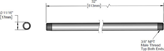 T&S Brass (000376-40) Riser, 3/8in NPT x 32in Long (Chrome-Plated) additional product graphic