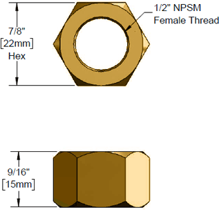 T&S Brass (000958-20) Brass Coupling Nut, 1/2in NPSM Female Threads additional product graphic