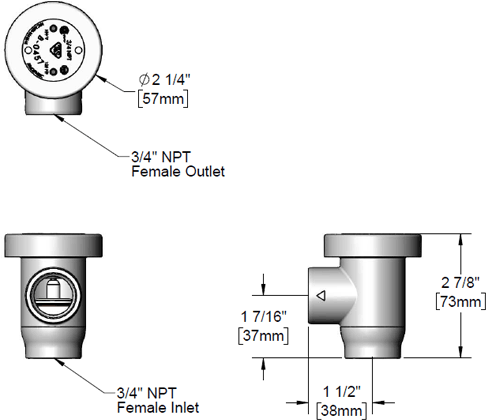 T&S Brass (001301-45) Atmospheric Vacuum Breaker, 3/4in NPT (Certified To ASSE 1001) additional product graphic