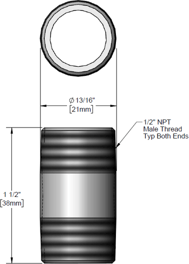 T&S Brass (001509-40) 1/2in NPT Nipple, 1-1/2in Long additional product graphic