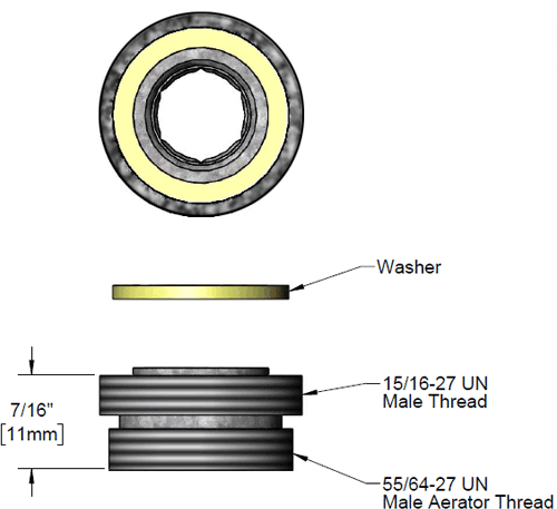T&S Brass (001650-25) Adapter, Aerator Male X 15/16-27UN Male additional product graphic