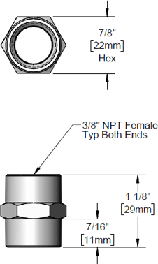 T&S Brass (001769-40) Coupling, 3/8in NPT (Chrome-Plated Brass) additional product graphic