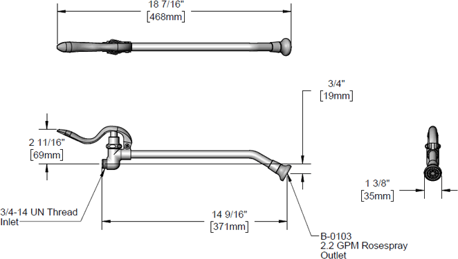 T&S Brass (002865-40) Extended Spray Wand Assembly 029A additional product graphic