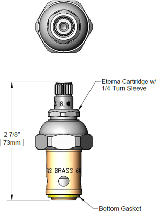 T&S Brass (005960-40QT) Quarter-Turn Eterna Cartridge, RTC (Hot) additional product graphic
