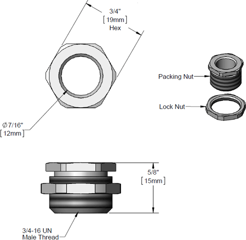 T&S Brass (009002-25) B-0850 Packing Nut / Lock Nut Assembly additional product graphic