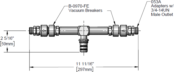 T&S Brass (009177-40) Swivel Tee Assembly w/ (2) Vacuum Breakers additional product graphic