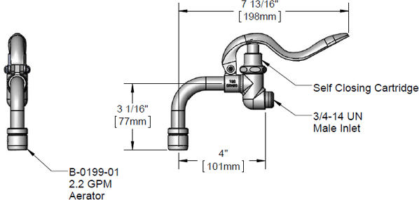 T&S Brass (009937-40) B-0102-C Squeeze Valve, Bent Nozzle & Aerator additional product graphic