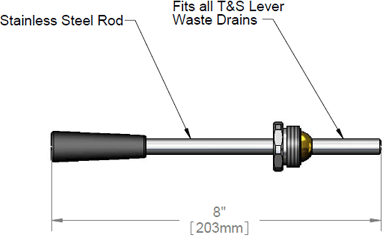 T&S Brass (010394-45XS) Short Lever Waste Valve Handle Assembly additional product graphic