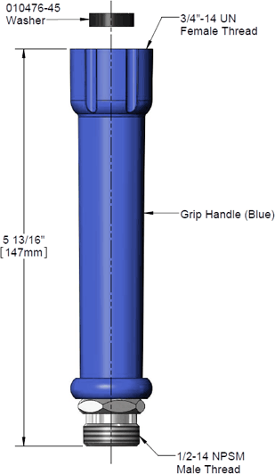 T&S Brass (011759-40) Grip Handle (Blue) Assembly w/ 1/2in NPSM Male Thread Inlet additional product graphic